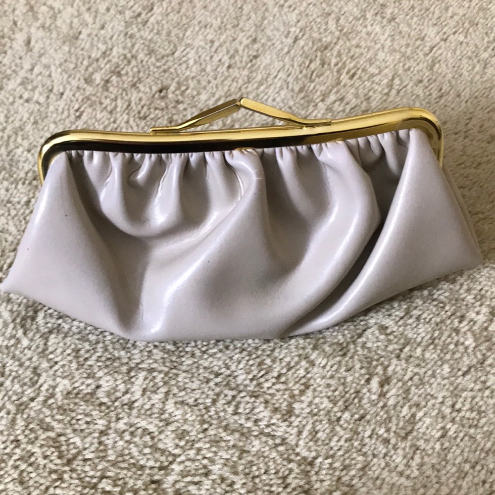 Cream/beige Leather Clutch